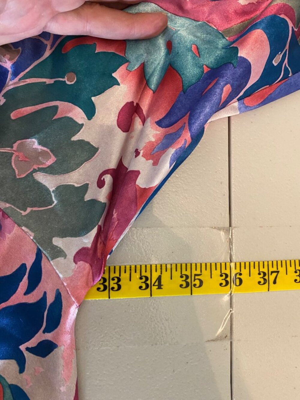 Vintage Ariel Floral Full-Length Long Lounge Robe Mandarin Collar One Size - Picture 6 of 8